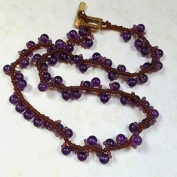 Vintage Hand Crafted Glass Bead Woven Choker Style Necklace - Picture 6 of 16